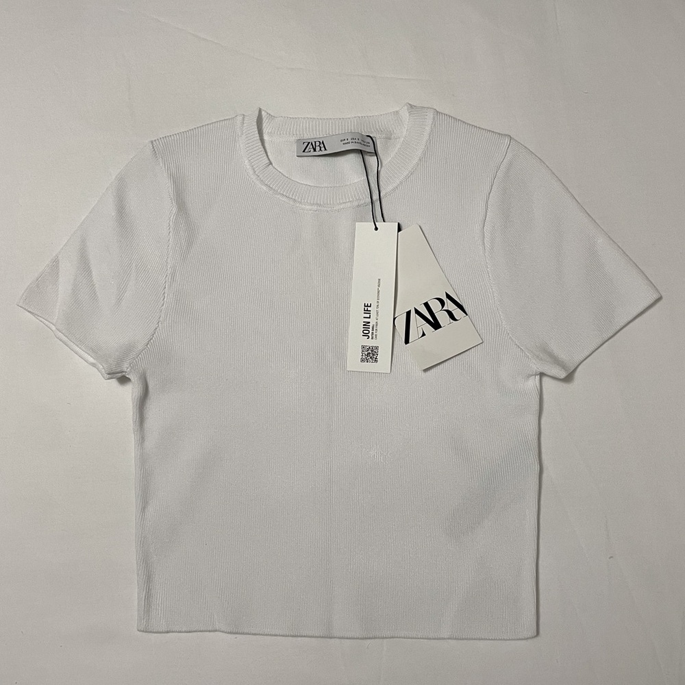 Zara White Crop T-shirt